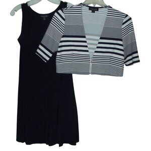 Perceptions Dress & Jacket Womens 12 set nautical navy blue white striped tank